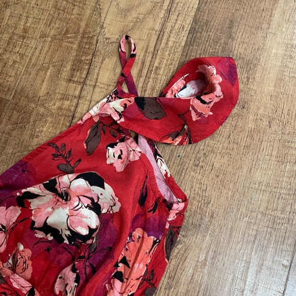 Charlotte Russe Red Floral off Shoulder MIDI Dress With POCKETS!! - Picture 12 of 16